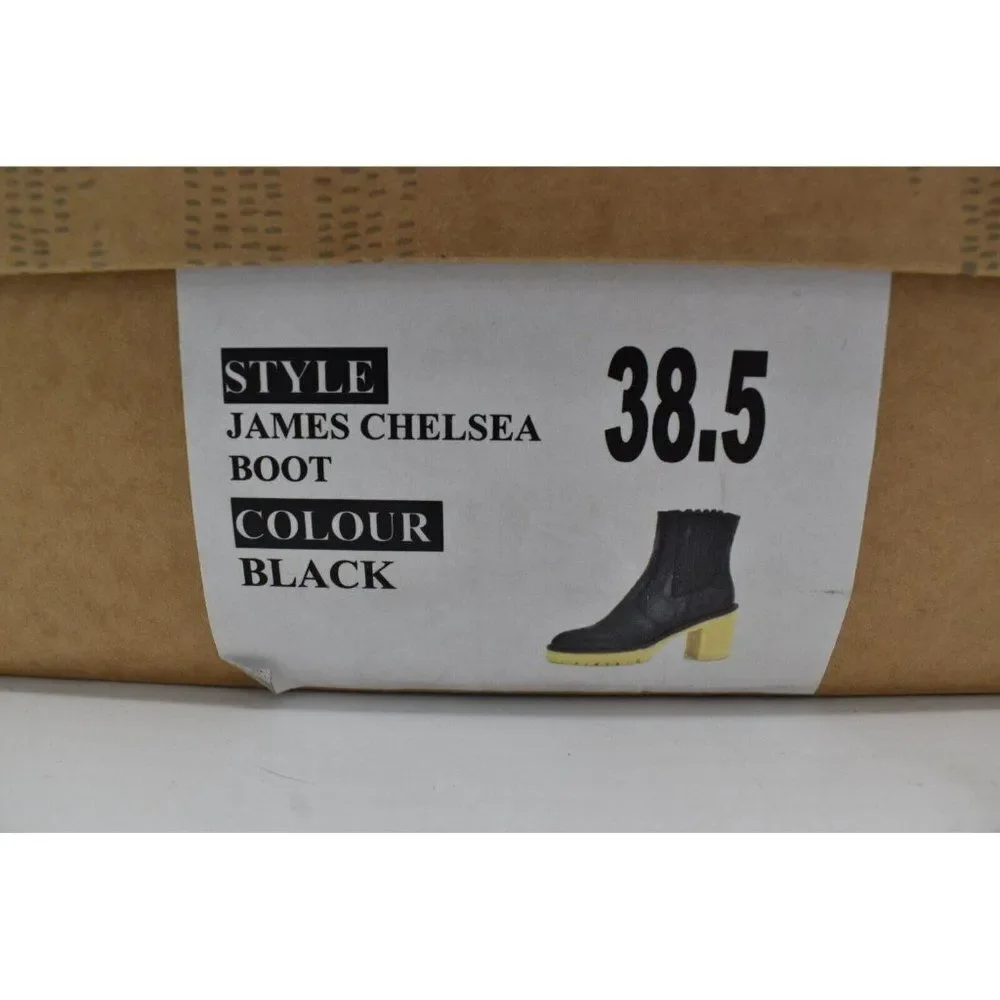 Free People EU 38.5 US 8.5 James Black Leather Lugged Heel Chelsea Platform Boot